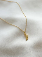 18k Gold Croissant Pendant Necklace