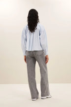 SARAH SHORT CHAMBRAY BLOUSE - light blue