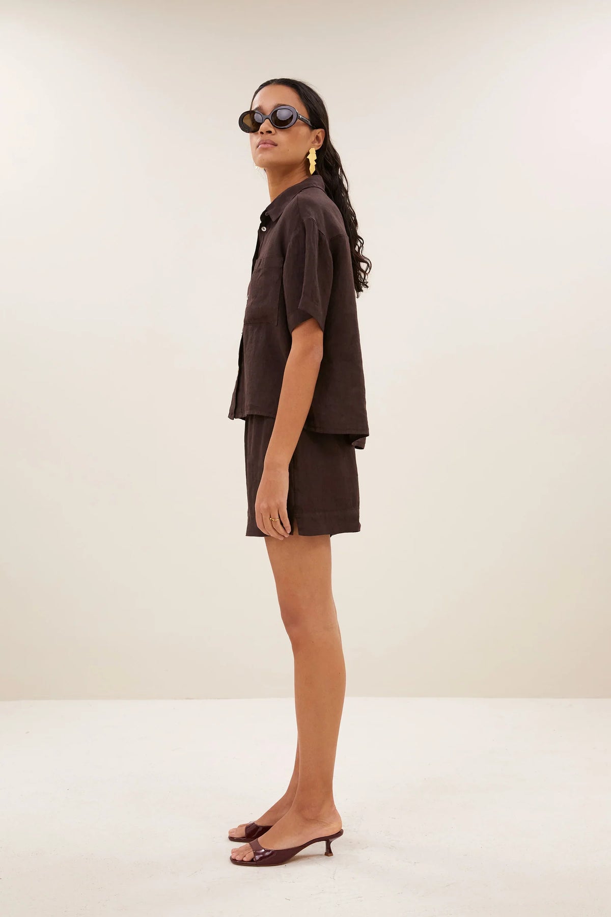 LIO LINEN SHORTS - Espresso
