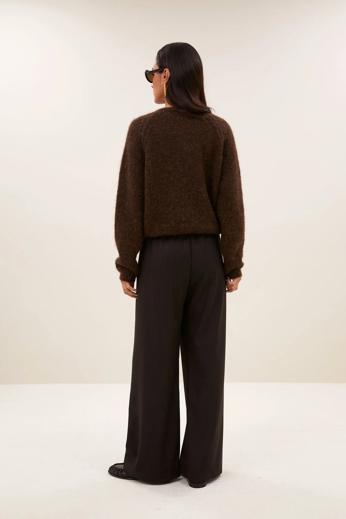 FALON ALPACA BLEND CARDIGAN - Deep Brown