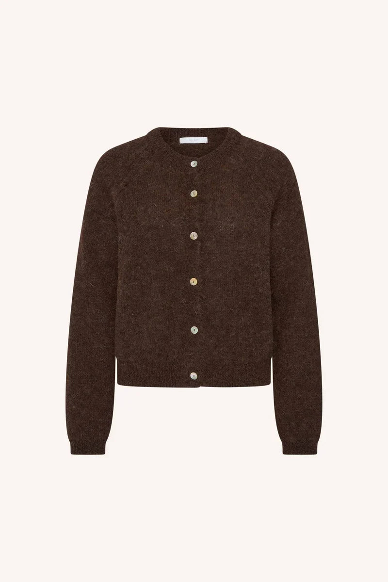 FALON ALPACA BLEND CARDIGAN - Deep Brown
