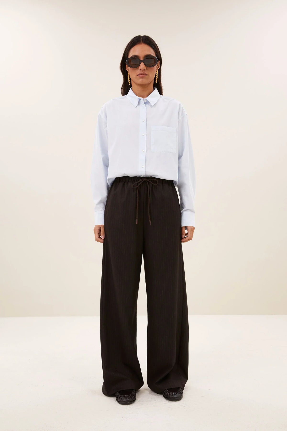 PELLE TROUSERS - Brown Pinstripe