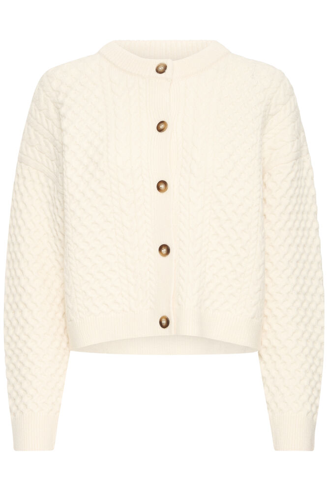 ICHI CABLE KNIT CARDIGAN - Cream Birch