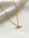 18k Gold Plated T-Bar Necklace