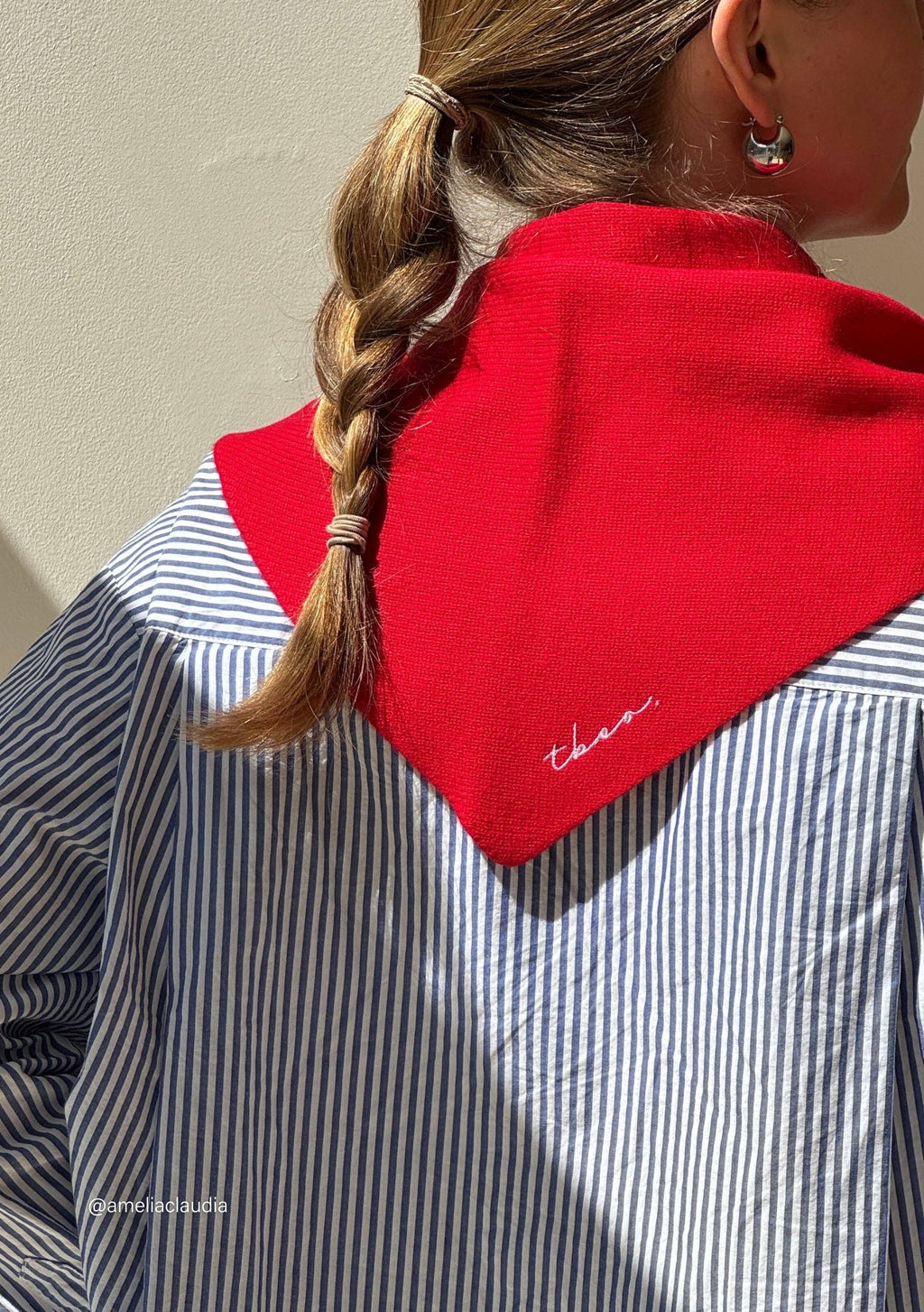 Merino Triangle Scarf in Red