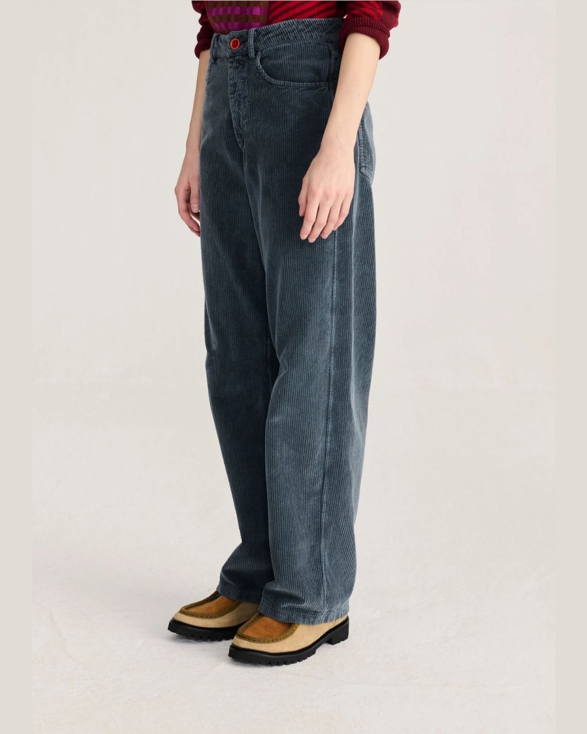 CORDUROY BARREL TROUSERS - Dark Grey