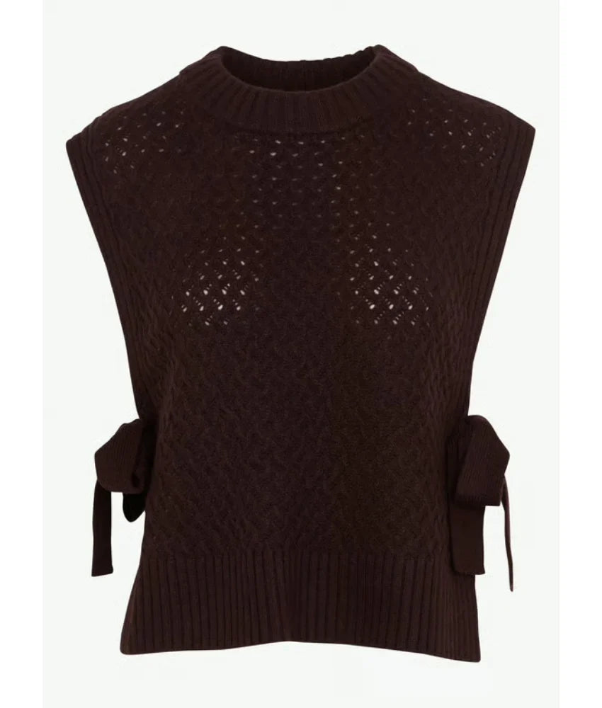 MIYOKO FINE MERINO SLEEVELESS KNIT - Chocolate