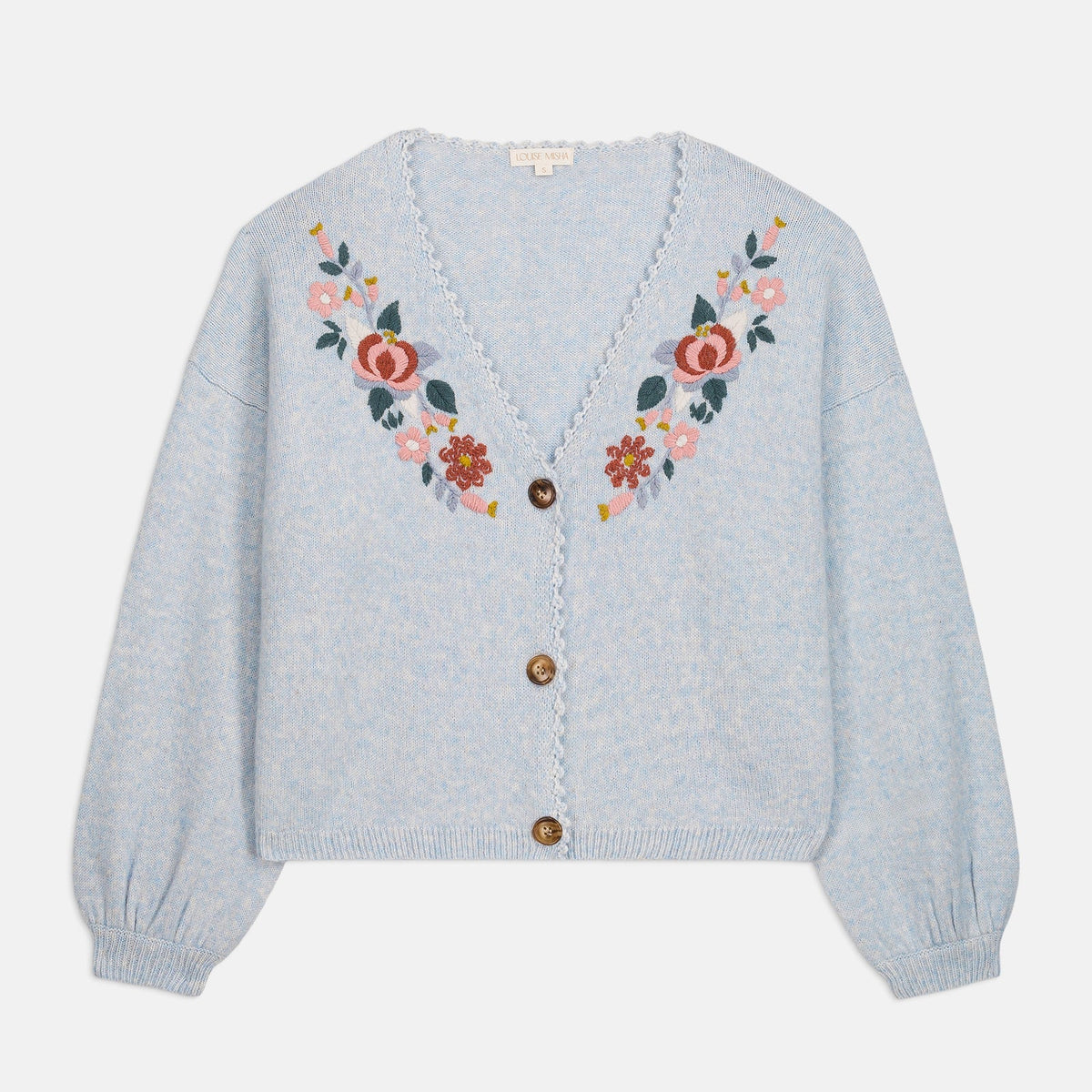 LOUISE MISHA LUNAMI CARDIGAN - Sky Blue Embroidered
