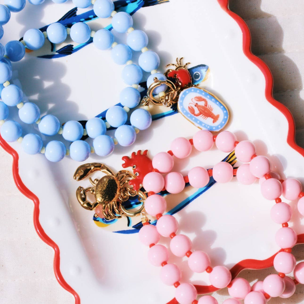 Miyuki Bead Necklace with Charms – Light Pink