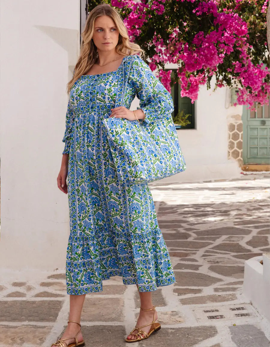 MARGARITA DRESS - Sapphire Border
