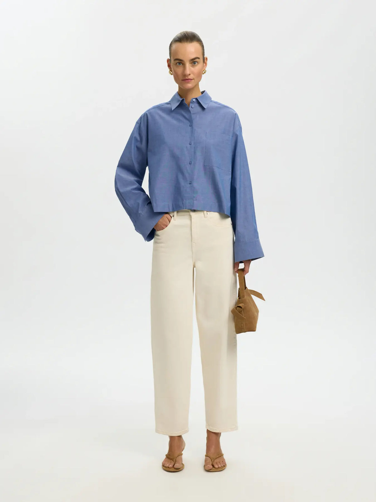 BLUE CROPPED SHIRT