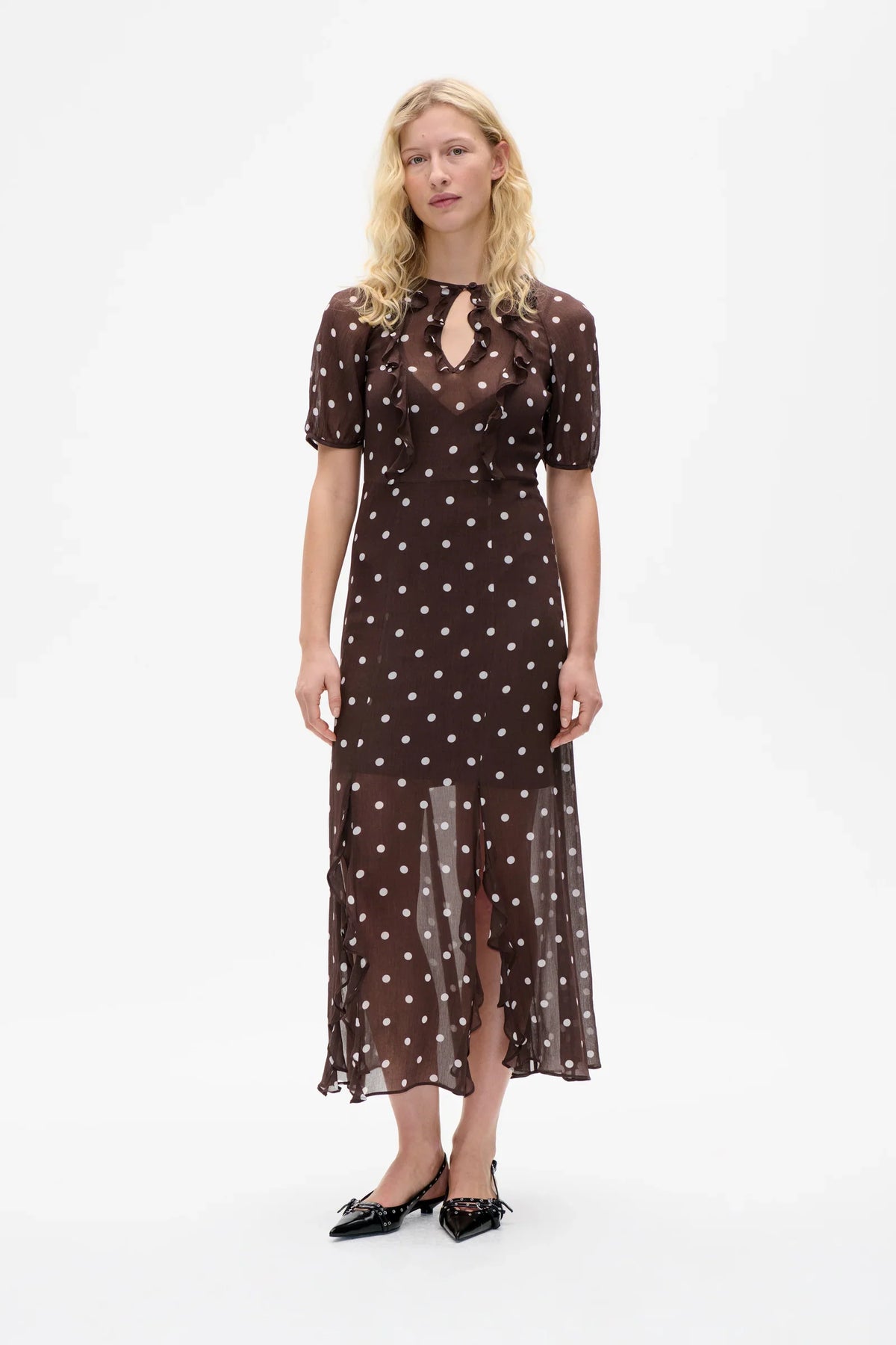 ALARA DRESS - Brown Polka Dot