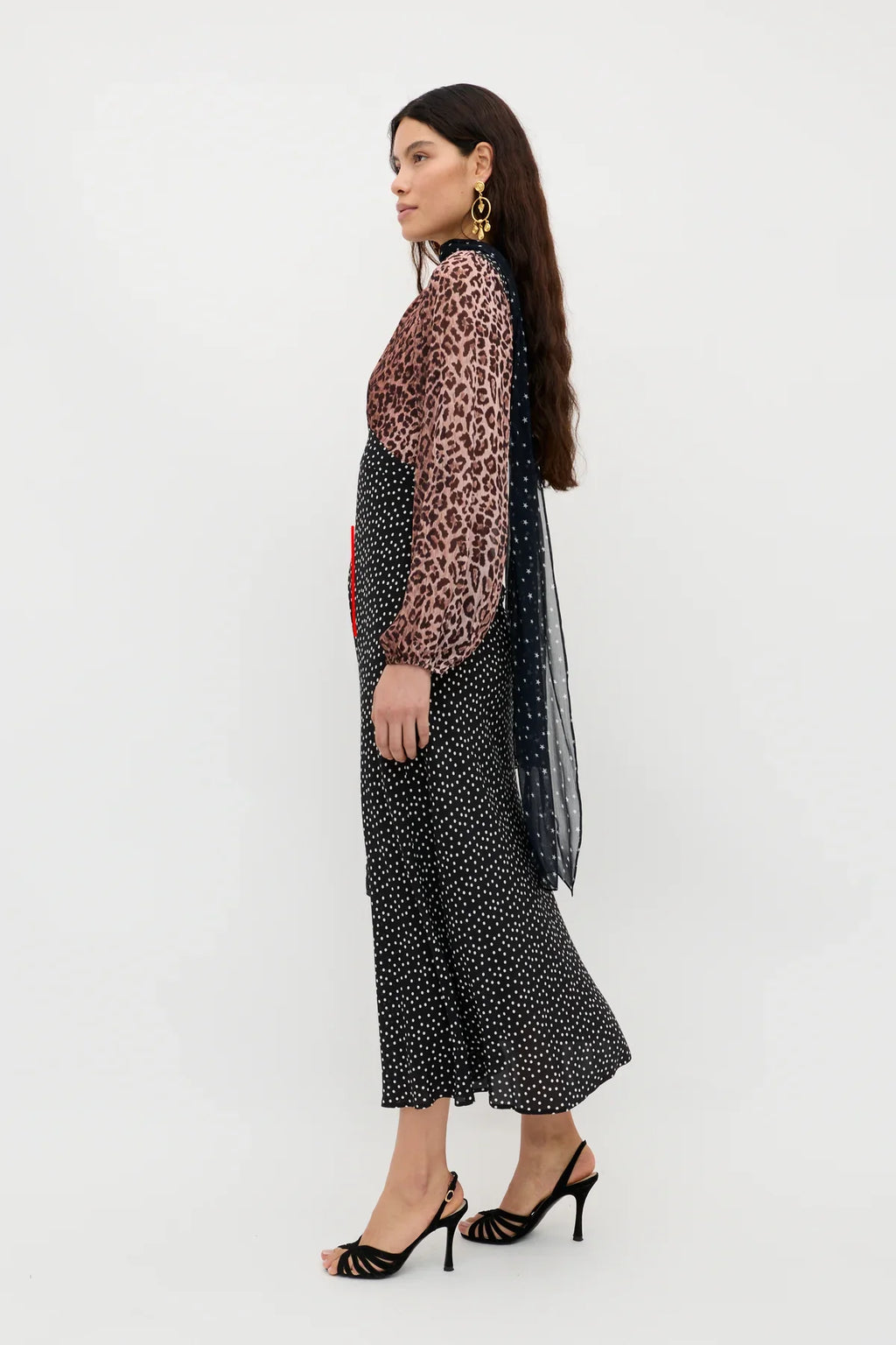 KAILA SILK DRESS - Leopard Midi Dress