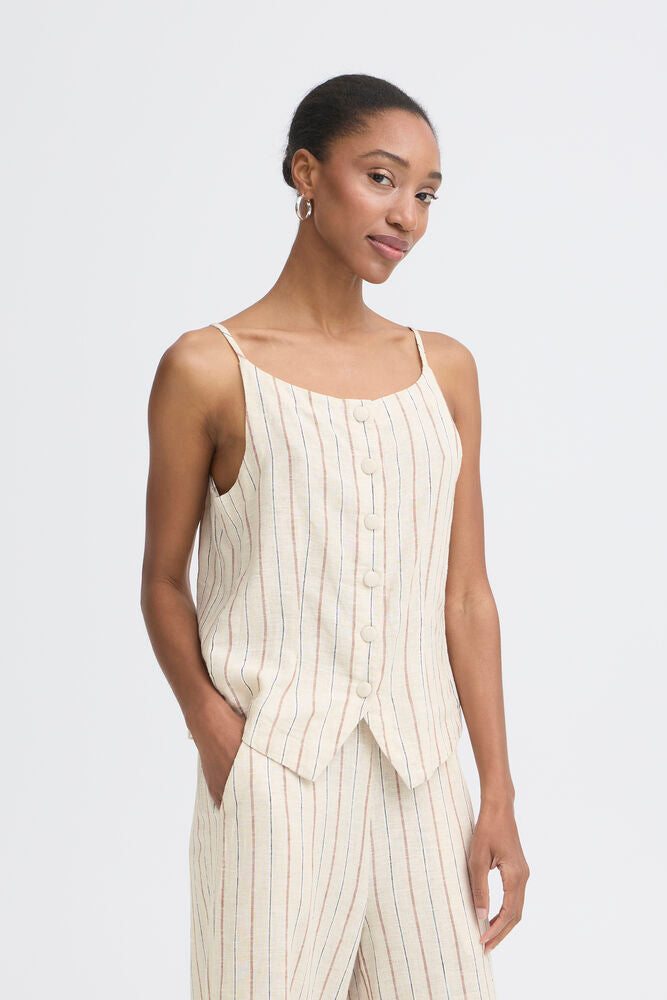 Stripe Co-Ord Top – Cream