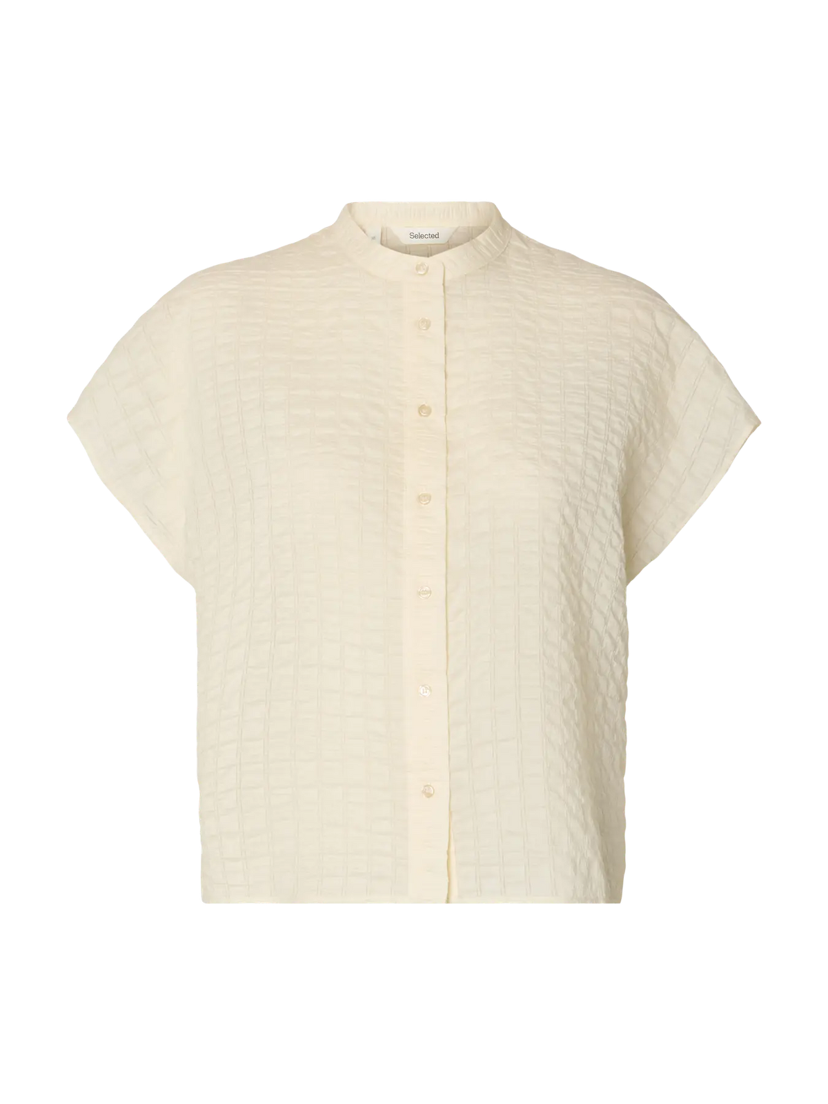 OVERSIZED SLEEVELESS CHECKED SHIRT - Cream