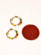 Avielle 18K Gold Vintage Enamel Hoop Earring