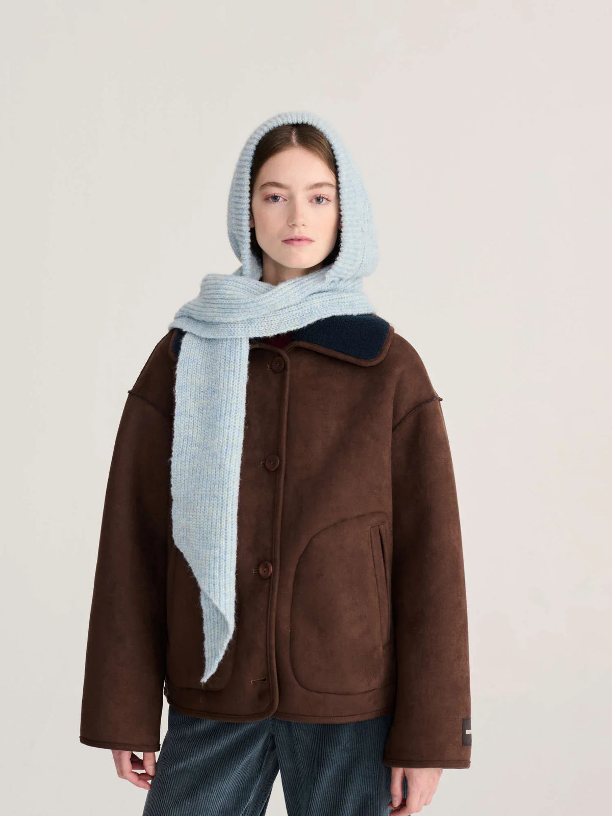 BOBO CHOSES KNITTED HOODED SCARF – Ice Blue