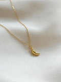 18k Gold Croissant Pendant Necklace