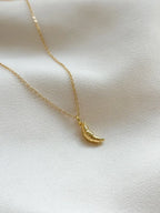 18k Gold Croissant Pendant Necklace