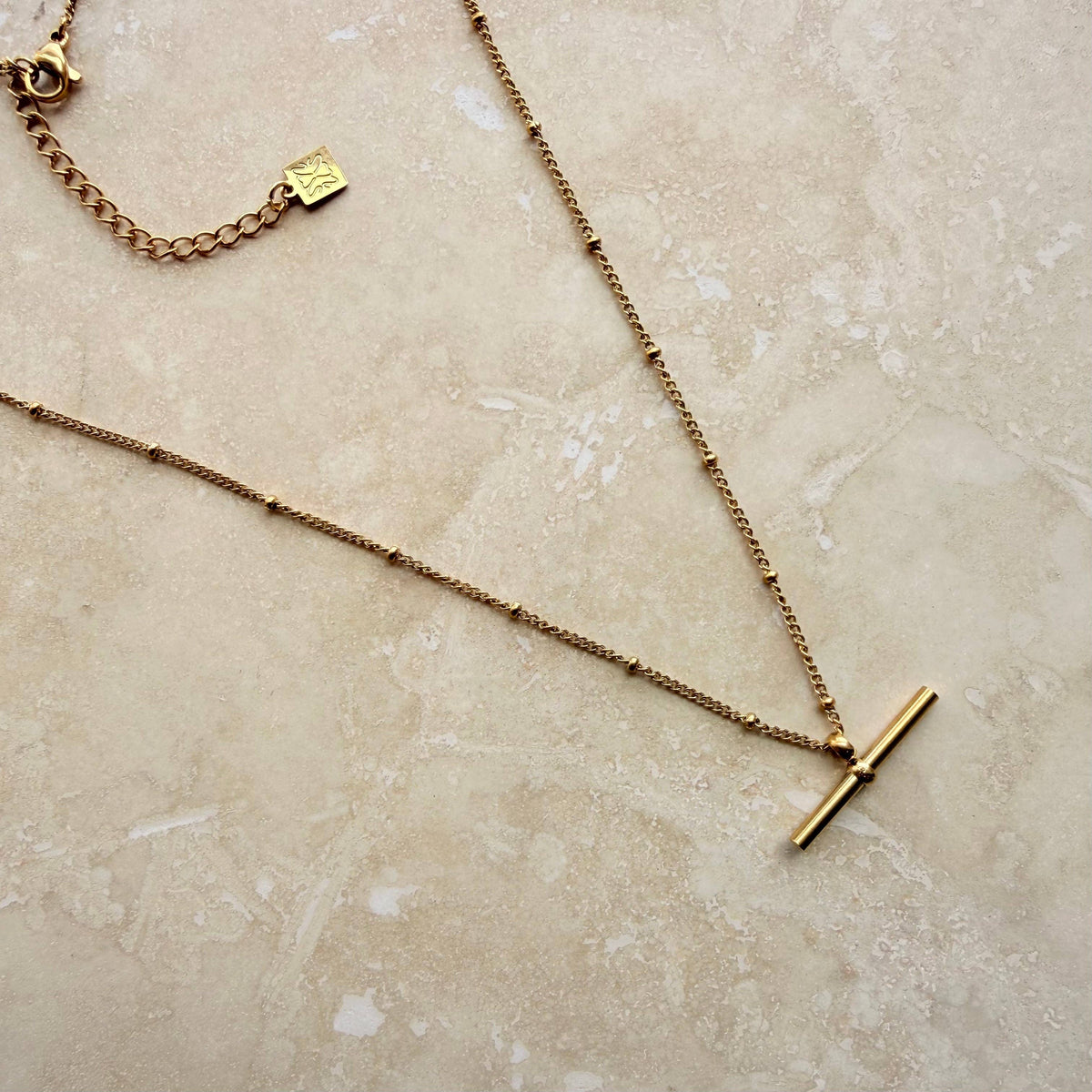 Everyday Gold Bar Necklace on Ball Chain