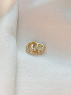 18k Gold Opal Encrusted Huggie Hoop Earrings