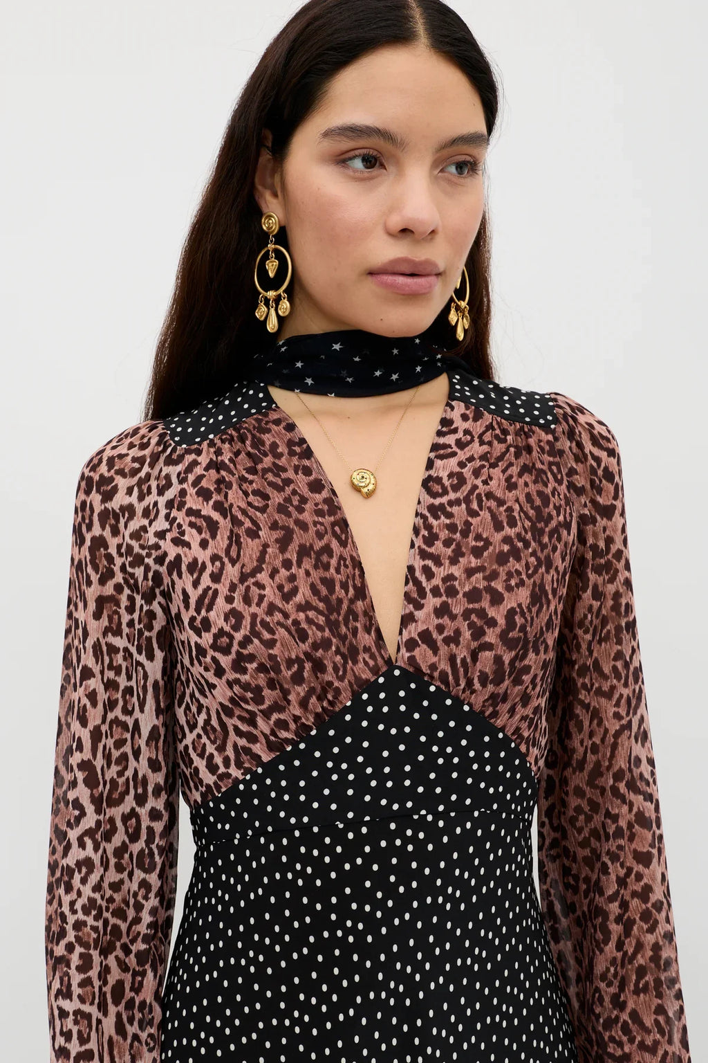 KAILA SILK DRESS - Leopard Midi Dress