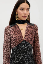 KAILA SILK DRESS - Leopard Midi Dress