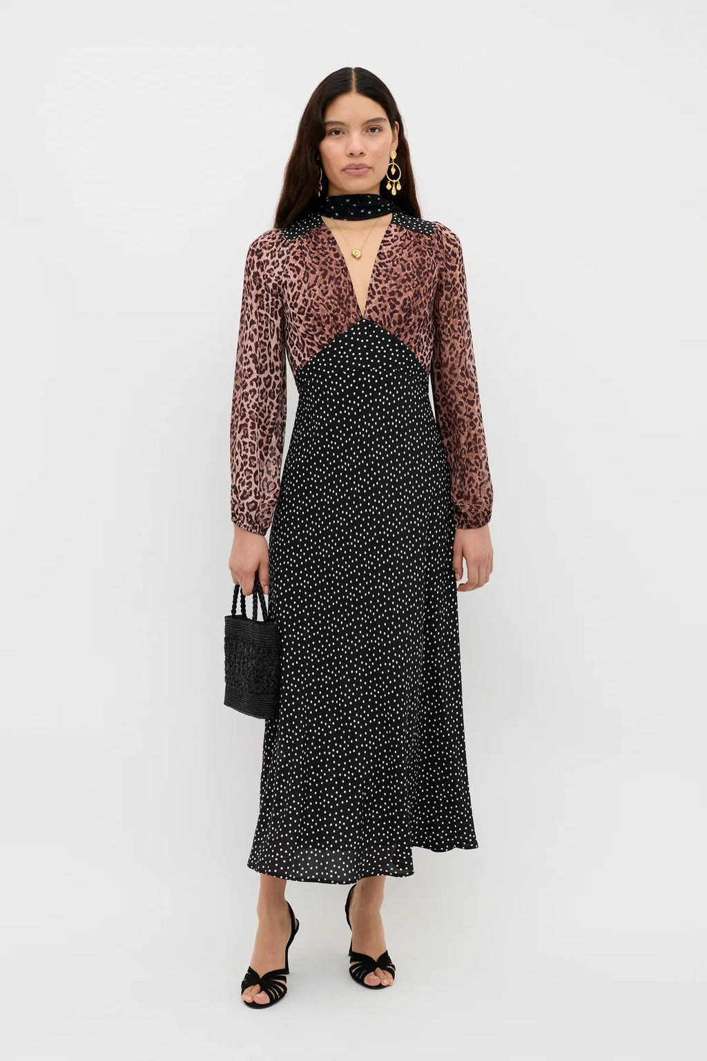 KAILA SILK DRESS - Leopard Midi Dress