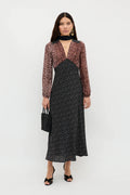 KAILA SILK DRESS - Leopard Midi Dress