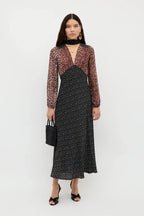 KAILA SILK DRESS - Leopard Midi Dress