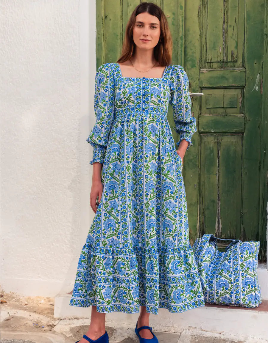 MARGARITA DRESS - Sapphire Border