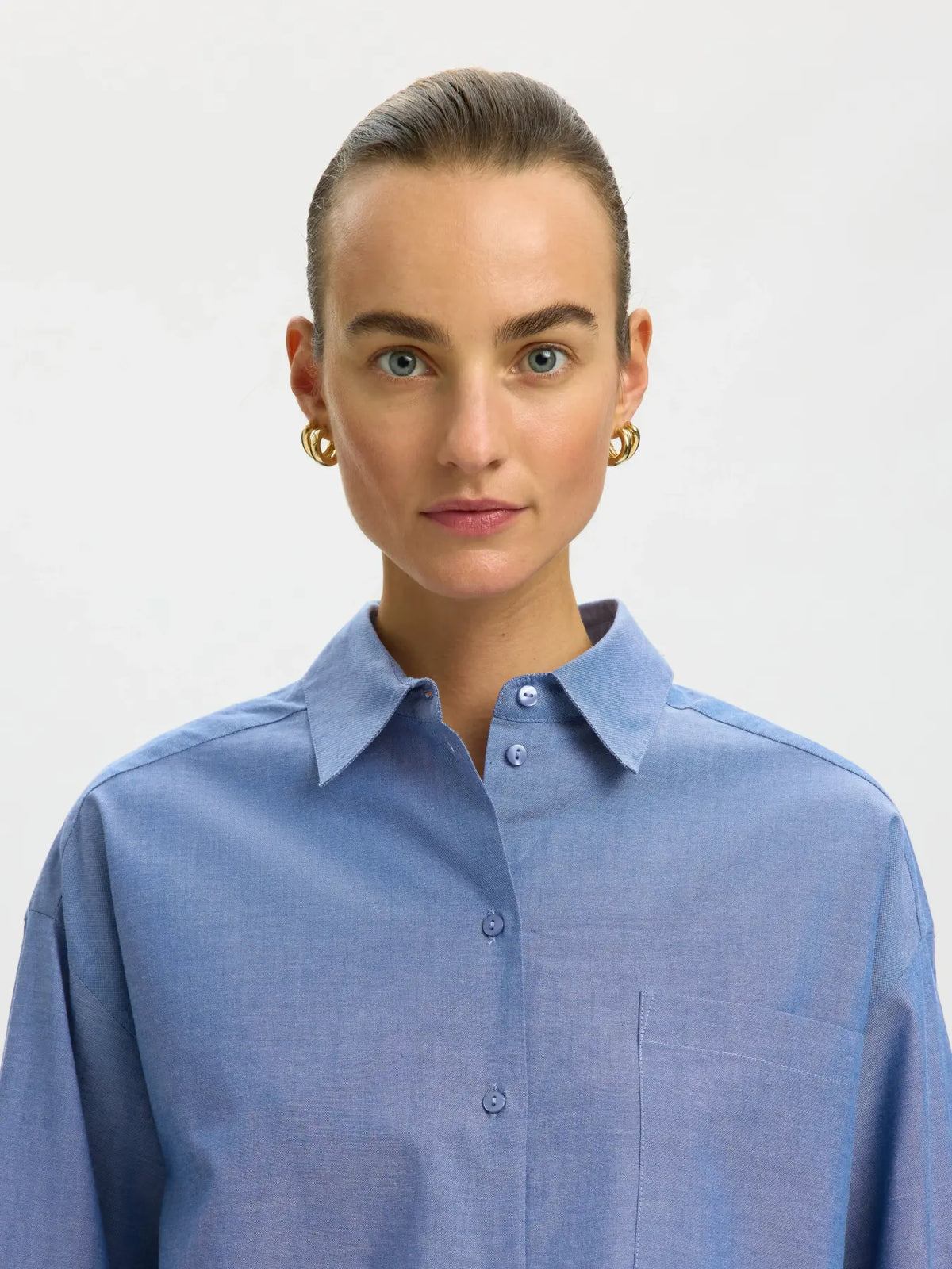 BLUE CROPPED SHIRT