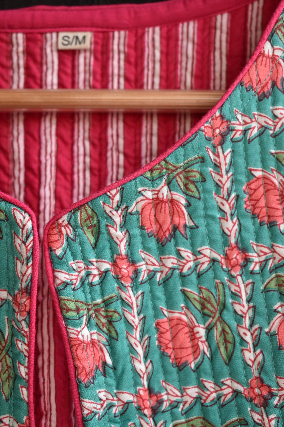 GREEN & PINK WAISTCOAT - Scalloped bottom