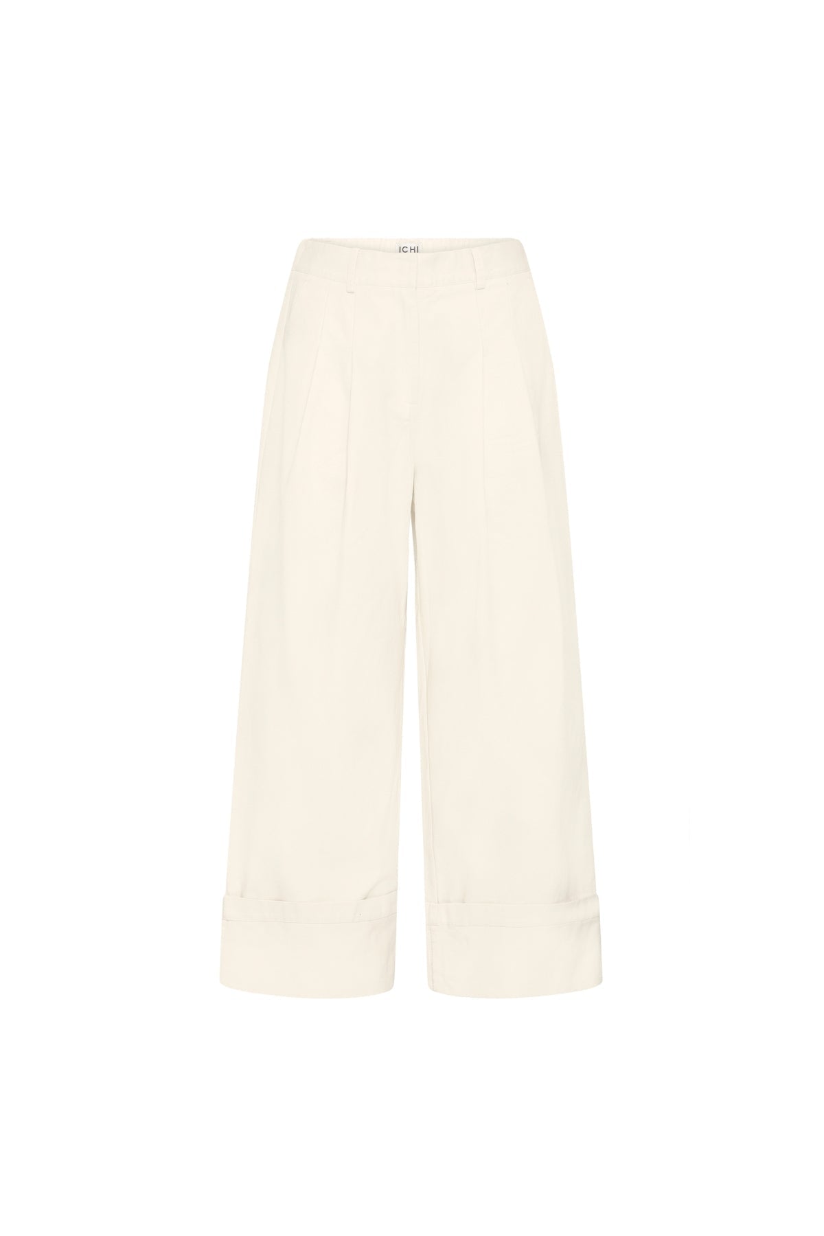 WIDE LEG COTTON TROUSERS - Cream