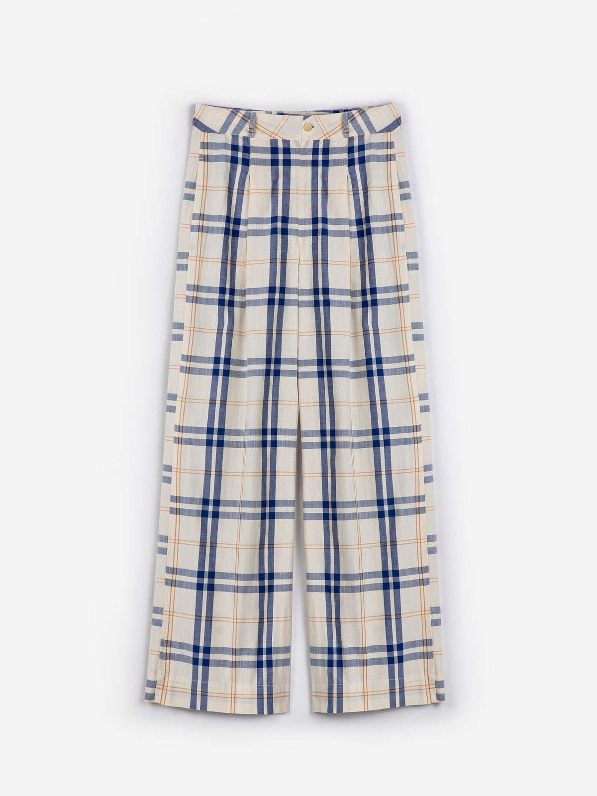 FUN TARTAN TWILL WIDE LEG TROUSERS
