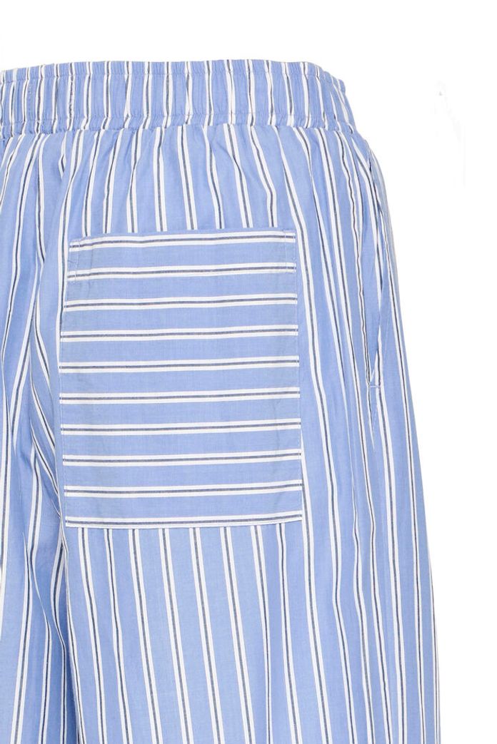 BLUE STRIPED WIDE-LEG TROUSERS