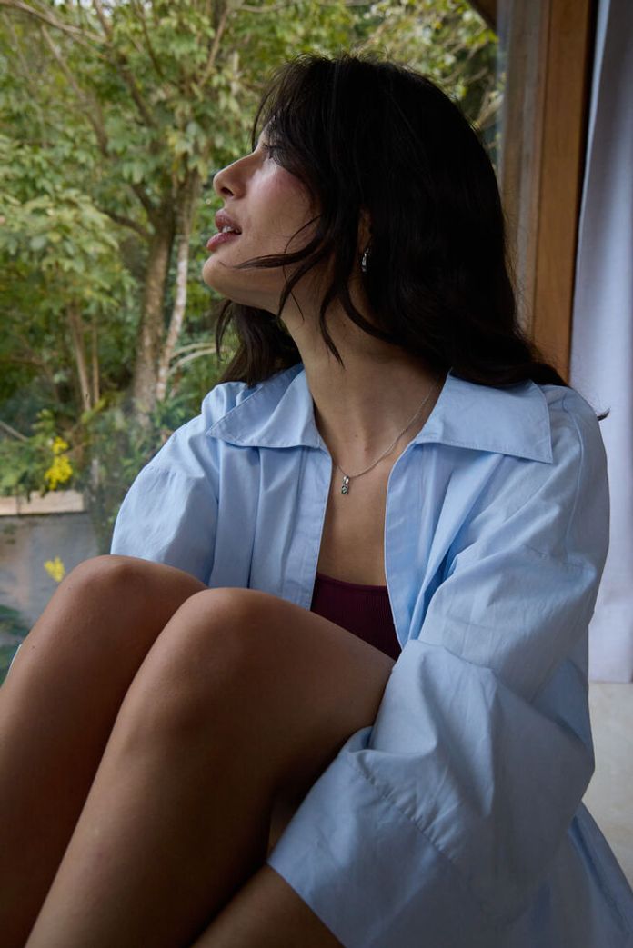 BOXY FIT SHIRT - Blue Cotton